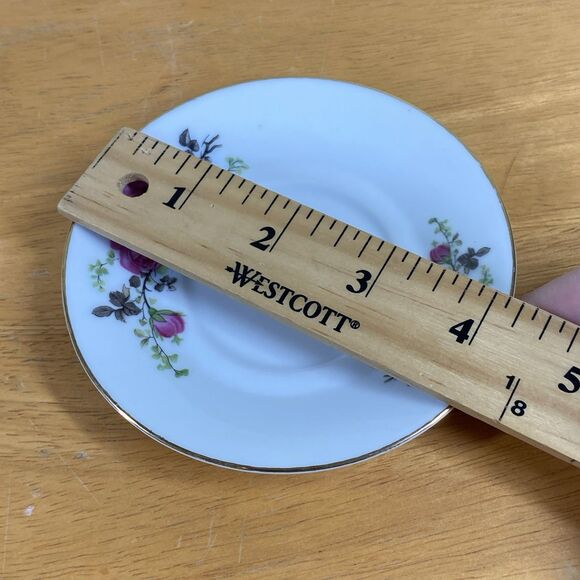 Vintage Demitasse Expresso Porcelain Tea Cup & Saucer Red Rose Pattern Gold Trim - Picture 12 of 14